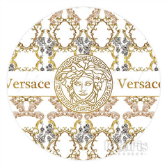 Lofaris Luxury Gold White Vintage Pattern Round Backdrop For Party