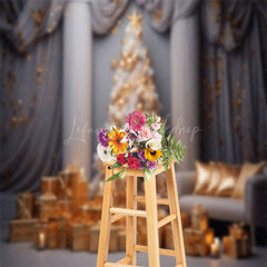 Lofaris Luxury White Wall Curtain Trees Christmas Backdrop