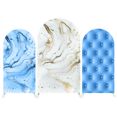 Blue Marble Upholstery Quilted Happy Birthday Party Arch Backdrop Wall Cloth Cover