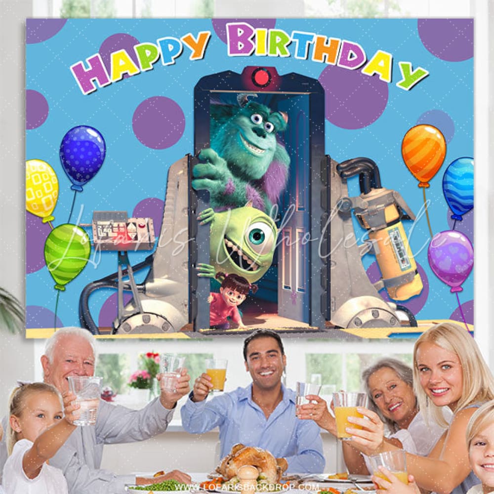 Lofaris Machine Door Monster Balloons Birthday Party Backdrop