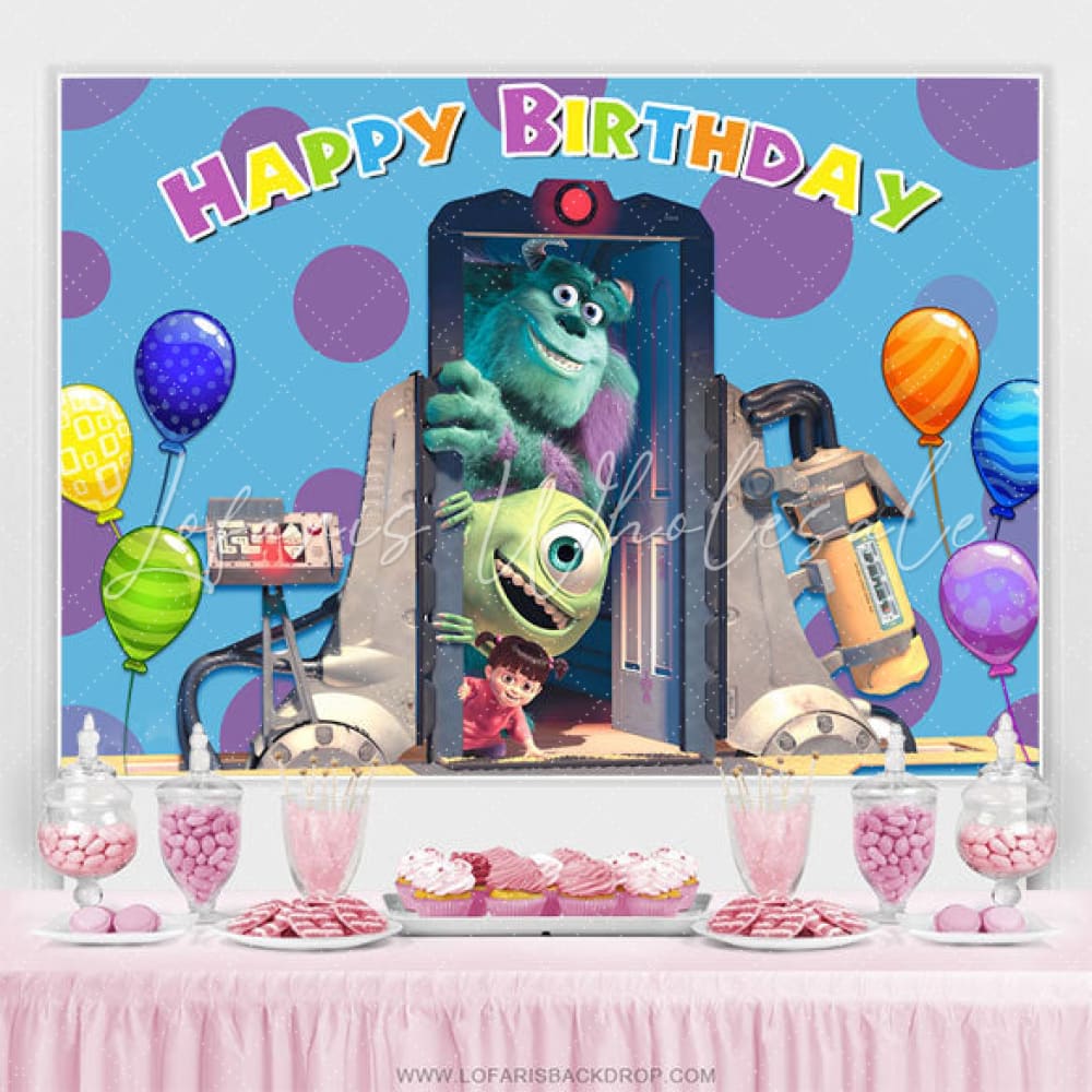 Lofaris Machine Door Monster Balloons Birthday Party Backdrop