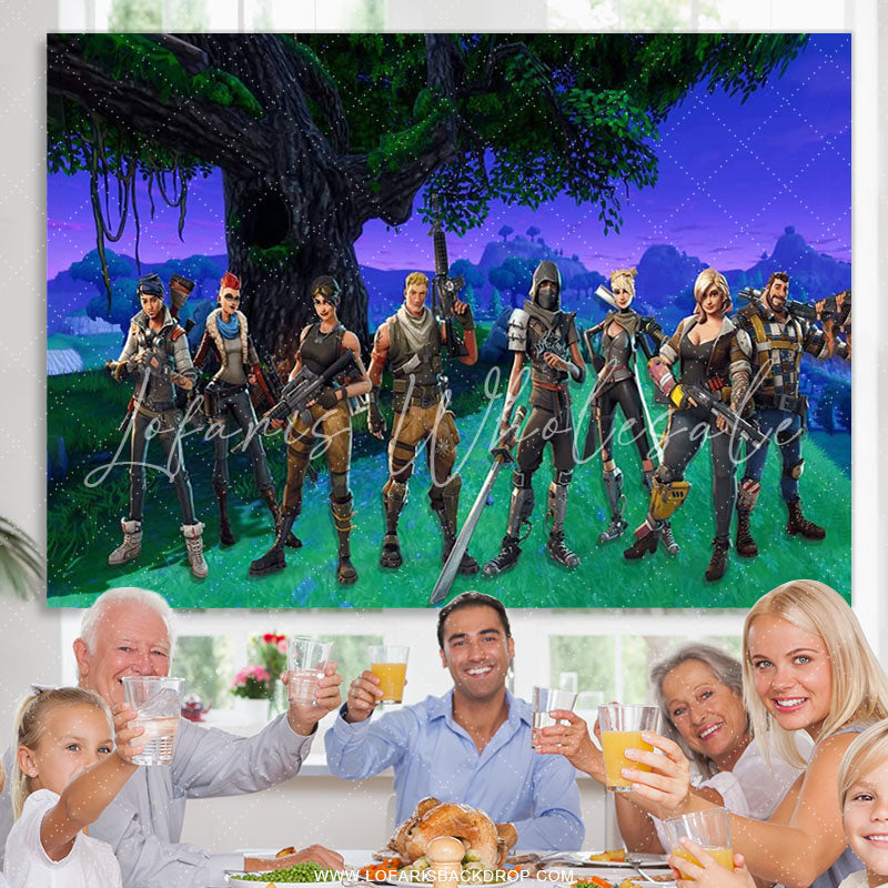 Lofaris Magic Cartoon Forest And Character Birthday Backdrop