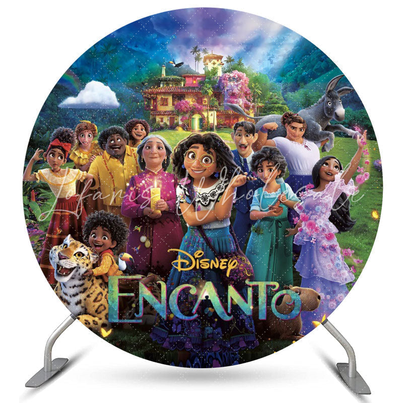 Lofaris Magic Floral House Round Big Family Party Backdrop