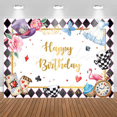 Lofaris Magic Hat Checkerboard Poker Floral Birthday Backdrop