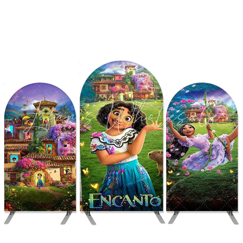 Lofaris Magic House Theme Cartoon Girls Birthday Arch Backdrop Kit