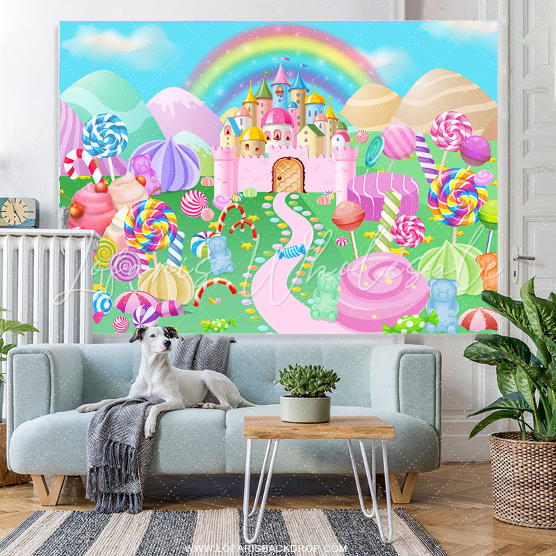 Lofaris Magical Candyland Castle World Birthday Backdrop