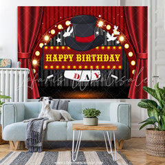 Lofaris Magical Card Dove Stage Theme Happy Birthday Backdrop