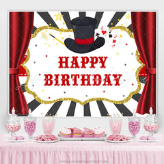 Lofaris Magical Cards Curtain Themed Happy Birthday Backdrop