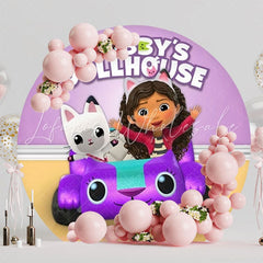 Magical Gabby?¡¥s Dollhouse Round Backdrop For Playful Kids Celebration