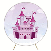 Magical Pink Castle Round Backdrop for Fairytale Celebration