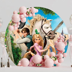 Magical Rapunzel Princess Round Backdrop For Fairytale Party Theme