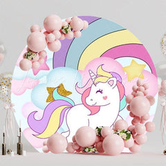 Magical Unicorn Fantasy Round Backdrop For Birthday Party