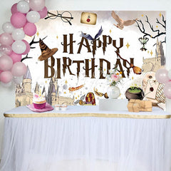 Magical Wizard Witch School Birthday Party Backdrop For Boys