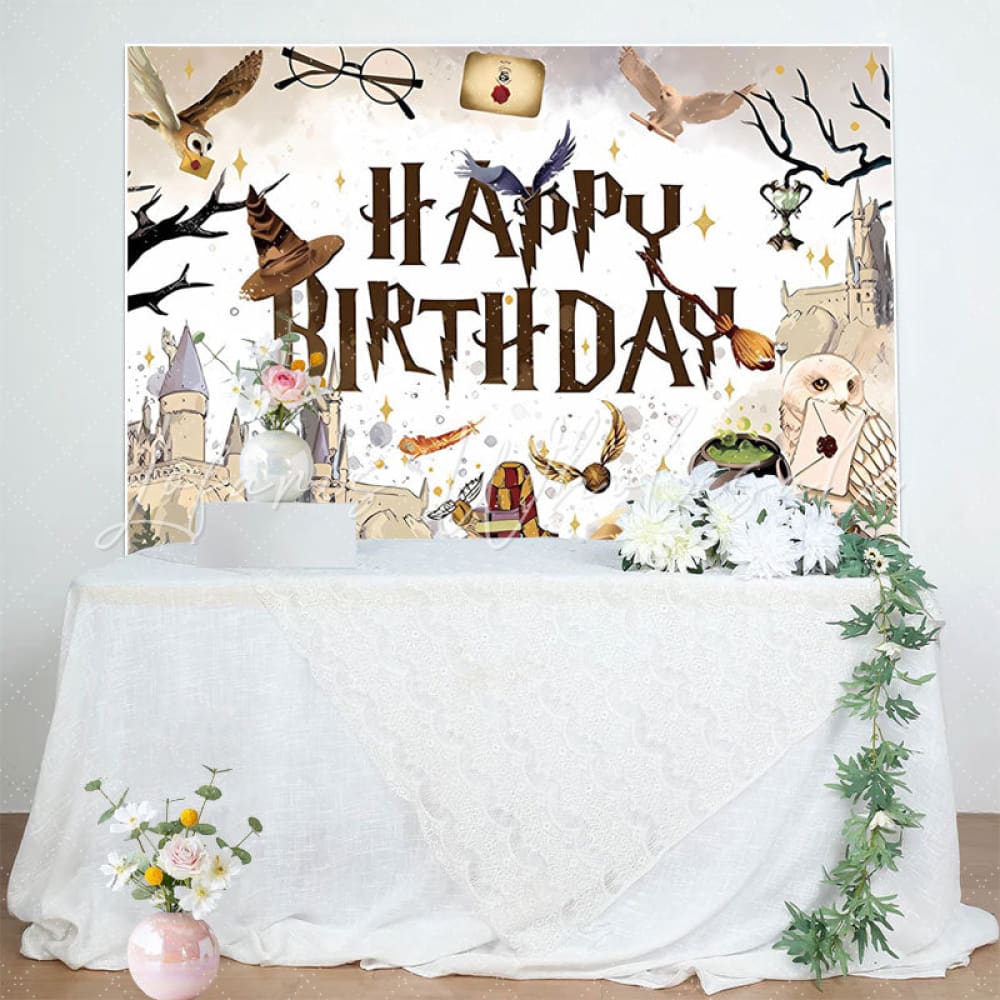 Magical Wizard Witch School Birthday Party Backdrop For Boys
