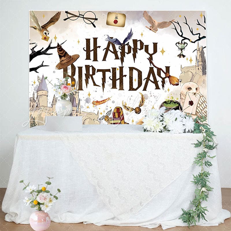 Magical Wizard Witch School Birthday Party Backdrop For Boys