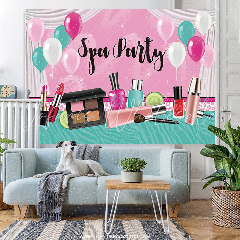 Lofaris Makeup Spa Party Sweet Pink Backdrop Decor For Girls