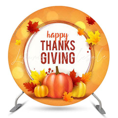 Lofaris Maple Leaf Pumpkin Happy Thanks Giving Round Backdrop
