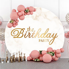 Lofaris Marble Texture Round Happy Birthday Backdrop For Party