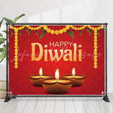 Lofaris Marigold Burning Candle Red Happy Diwali Backdrop