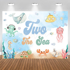 Lofaris Marine Animals Sea 2nd Birthday Backdrop For Boy