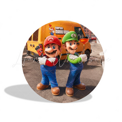 Mario Birthday Party Round Backdrop Cover Plinth Cylinder Pedestal Cover