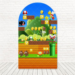 Mario Bros Games Pixel Fun Arch Backdrop For Retro Party Theme