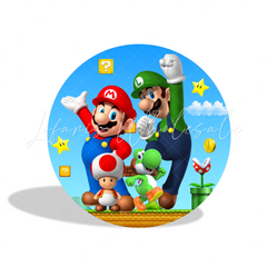 Mario Theme Birthday Party Round Backdrop Cover Plinth Cylinder Pedestal Cloth Cover