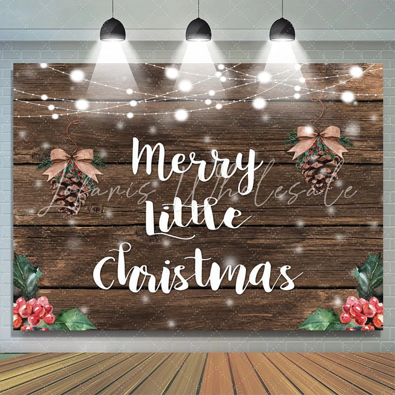 Lofaris Marry Little Christmas Dark Wood Backdrop