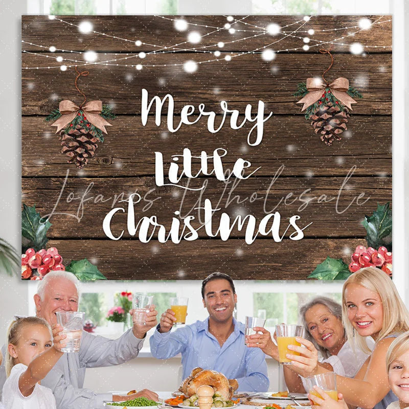 Lofaris Marry Little Christmas Dark Wood Backdrop