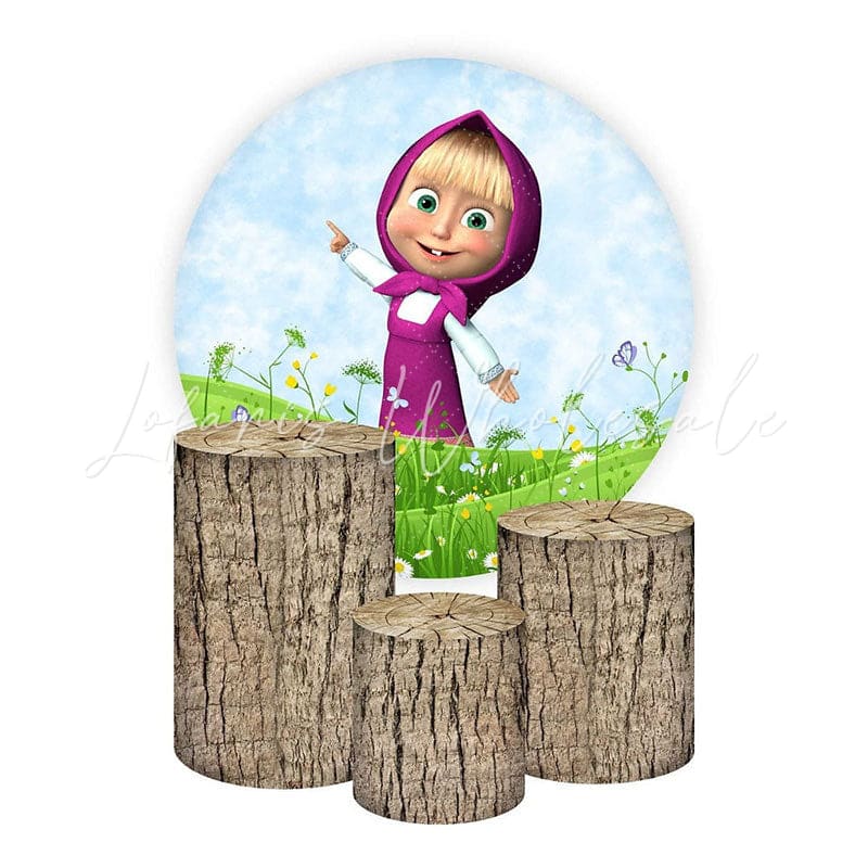 Marsha Themed Round Backdrop and Cylinders Kit for Parties