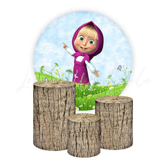 Marsha Themed Round Backdrop and Cylinders Kit for Parties