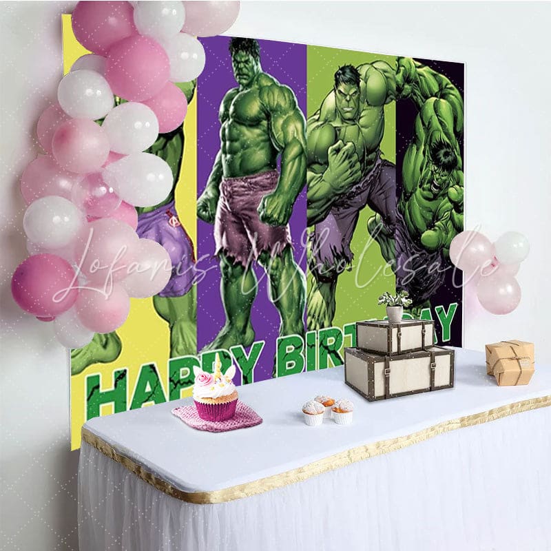 Marvel Cartoon Hero Hulk Giant Man Birthday Party Backdrop