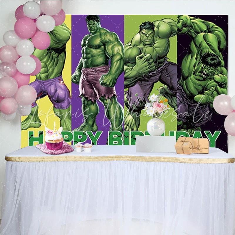 Marvel Cartoon Hero Hulk Giant Man Birthday Party Backdrop