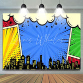Marvel Colorful Skyline Super City Backdrop For Superhero Photoshoot