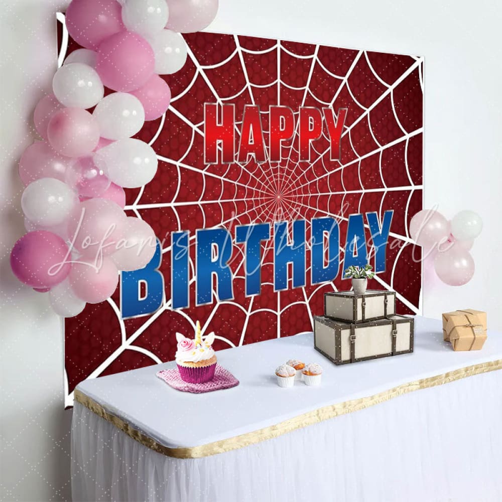Marvel Red Spider Web Birthday Party Decorations Backdrop For Boys