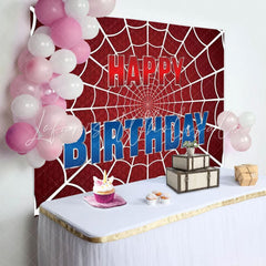 Marvel Red Spider Web Birthday Party Decorations Backdrop For Boys