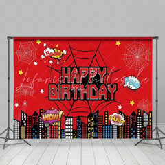 Marvel Red Spider Web Cartoon City Hero Theme Birthday Backdrop For Boy