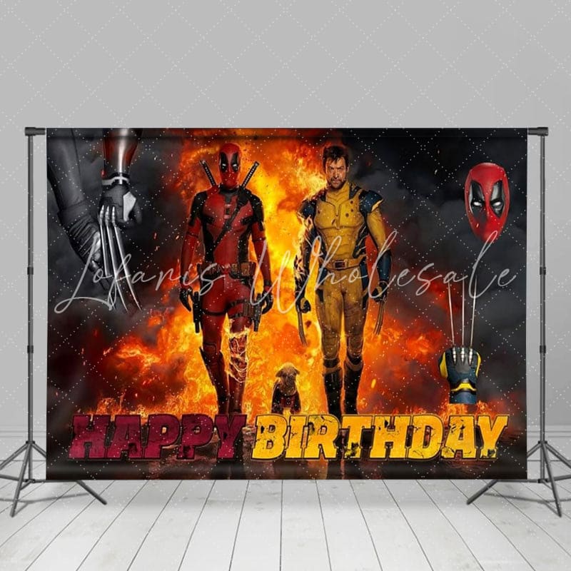 Marvel Super Hero Wolverine Sipder Birthday Backdrop