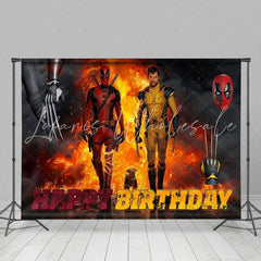 Marvel Super Hero Wolverine Sipder Birthday Backdrop