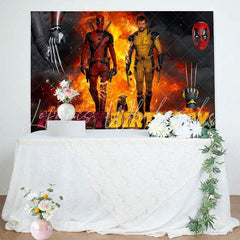 Marvel Super Hero Wolverine Sipder Birthday Backdrop