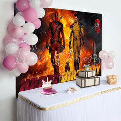 Marvel Super Hero Wolverine Sipder Birthday Backdrop