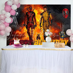 Marvel Super Hero Wolverine Sipder Birthday Backdrop