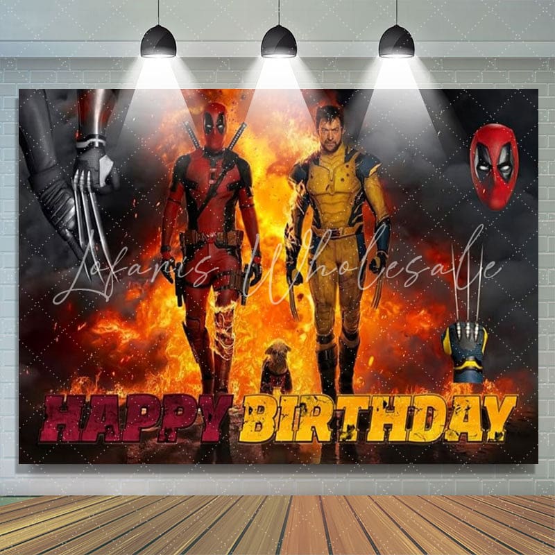 Marvel Super Hero Wolverine Sipder Birthday Backdrop
