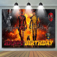 Marvel Super Hero Wolverine Sipder Birthday Backdrop