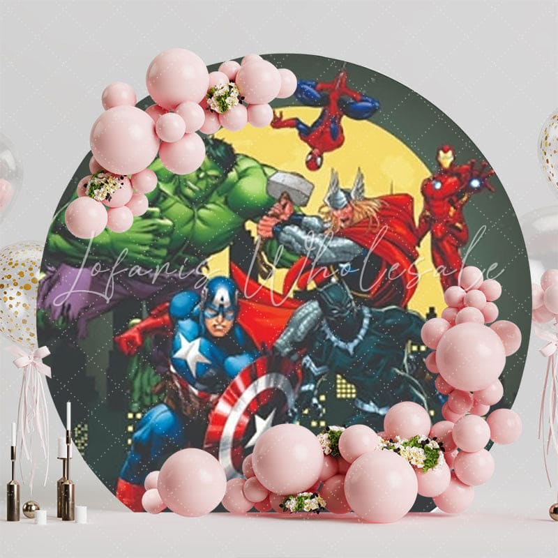 Marvel Super Heroes Action Round Backdrop For Comic Fans Event