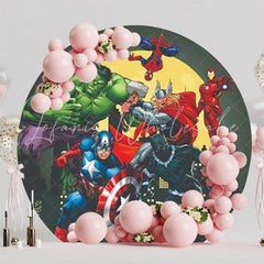 Marvel Super Heroes Action Round Backdrop For Comic Fans Event