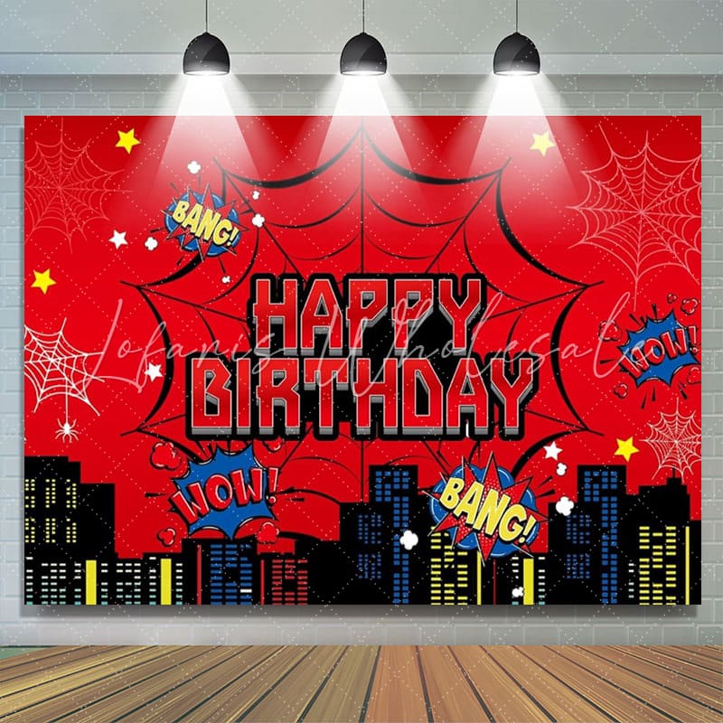 Marvel Super Heros Red Spider Web Party Decoration Backdrop