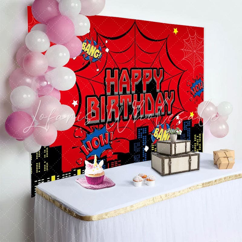 Marvel Super Heros Red Spider Web Party Decoration Backdrop