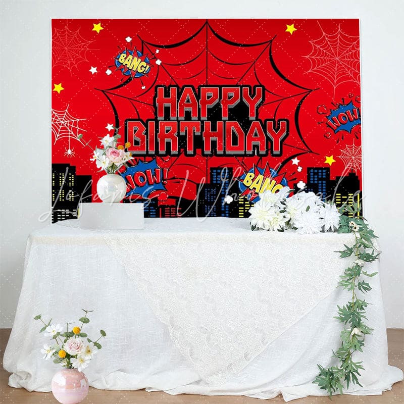 Marvel Super Heros Red Spider Web Party Decoration Backdrop