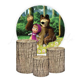 Masha and the Bear Party Round Backdrop and Cylinders Kit